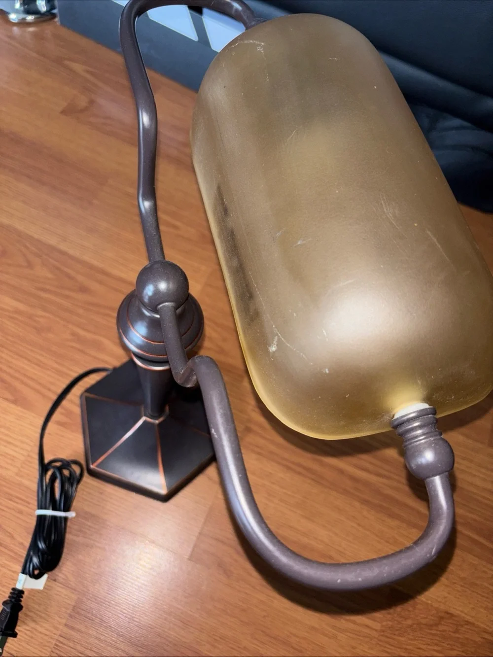 Vintage Style Bankers Lamp Frosted Glass Shade Pull Chain Desk Lamp 16” Works
